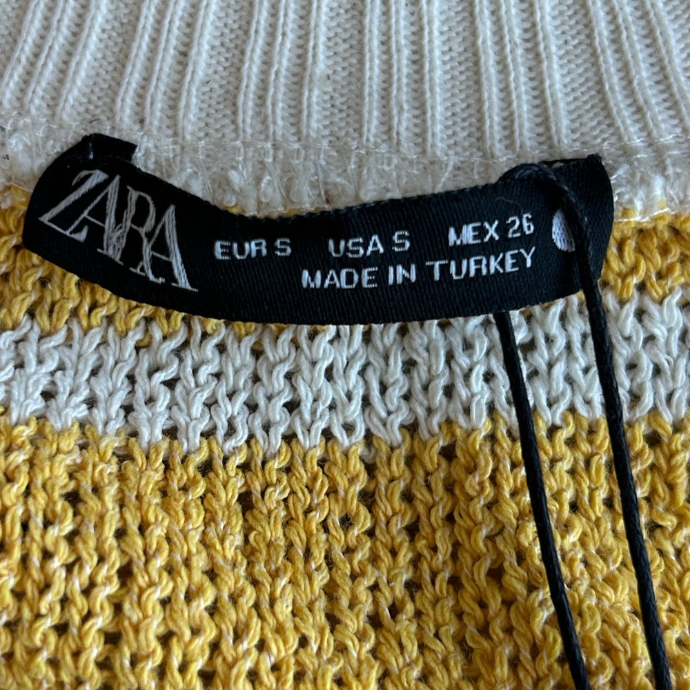 Zara Mustard and Cream Knit Sweater Vest NWT - Picture 2 of 4
